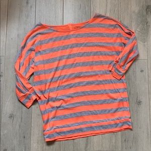 CORAL Striped 3/4 Sleeve Top